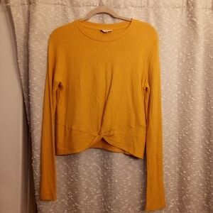 Yellow Knotted Long Sleeve Blouse By Topshop Size Medium